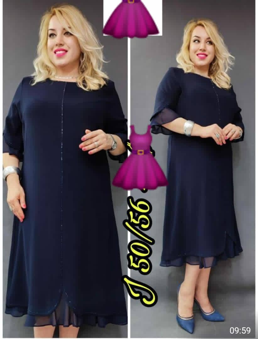 Navy plain chiffon dress 