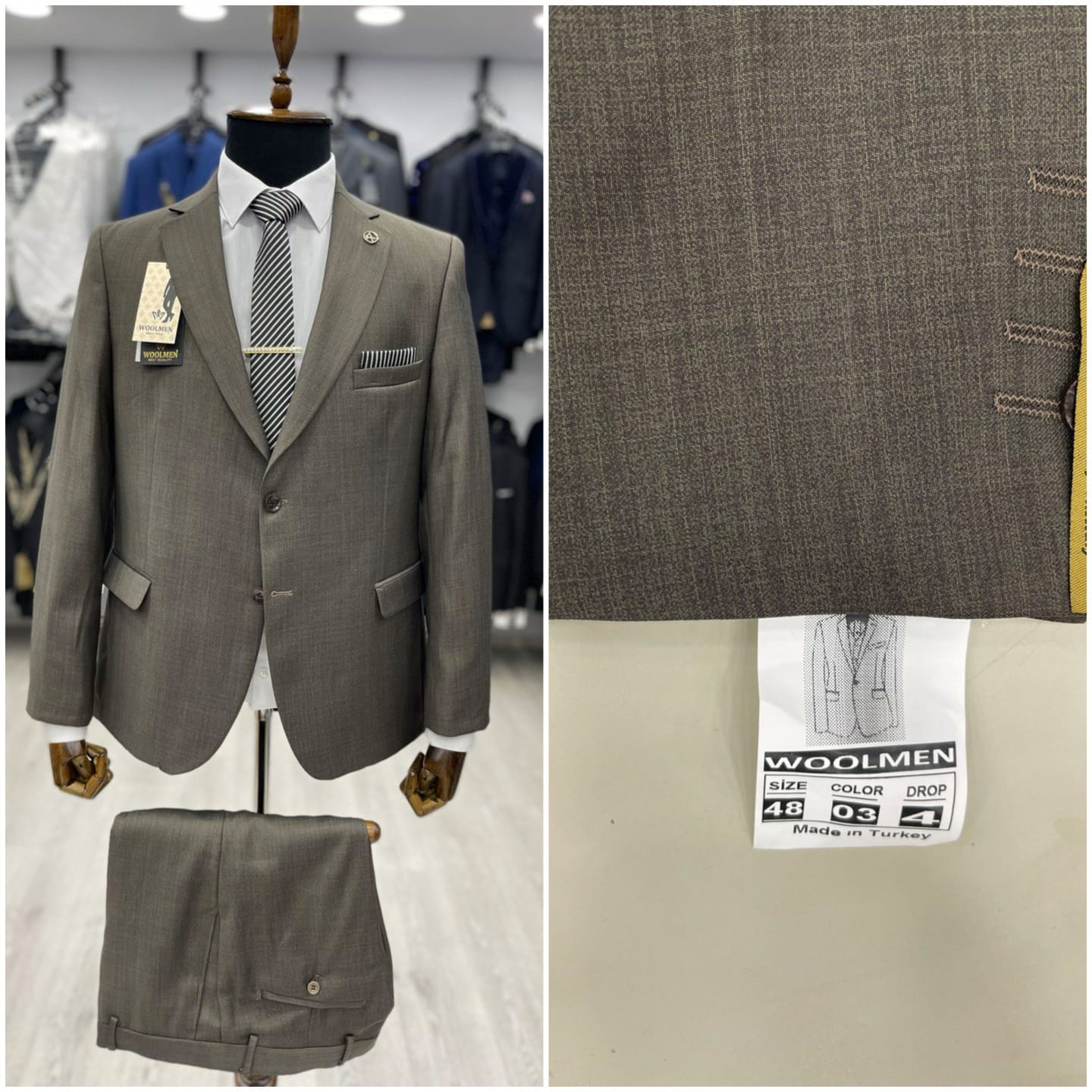 Coffee brown classic suit 2pc