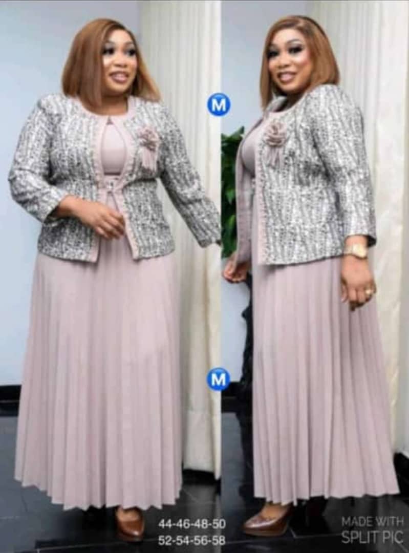 Beige Pleated dress and jacket 